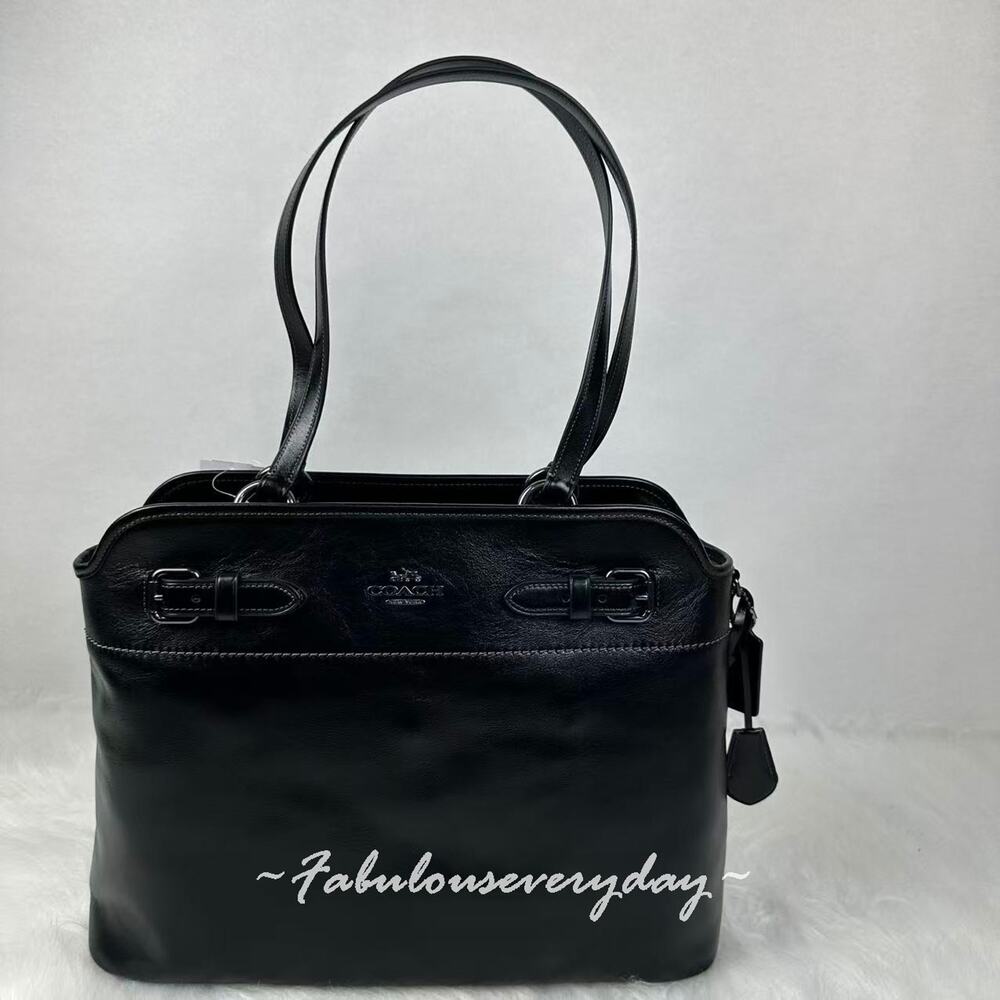 Coach Easton Tote Bag In Leather/Gunmetal/Black CCZ07 NWT